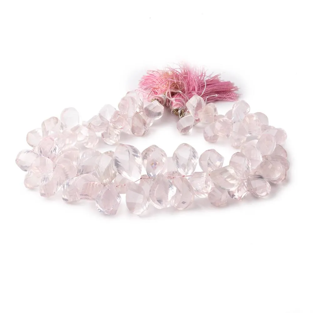 10x6-17x9mm Rose Quartz Top Drilled Twist beads 9 inch 82 pieces