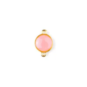 12mm Coral Enamel Gold Plated Round Connector Charm