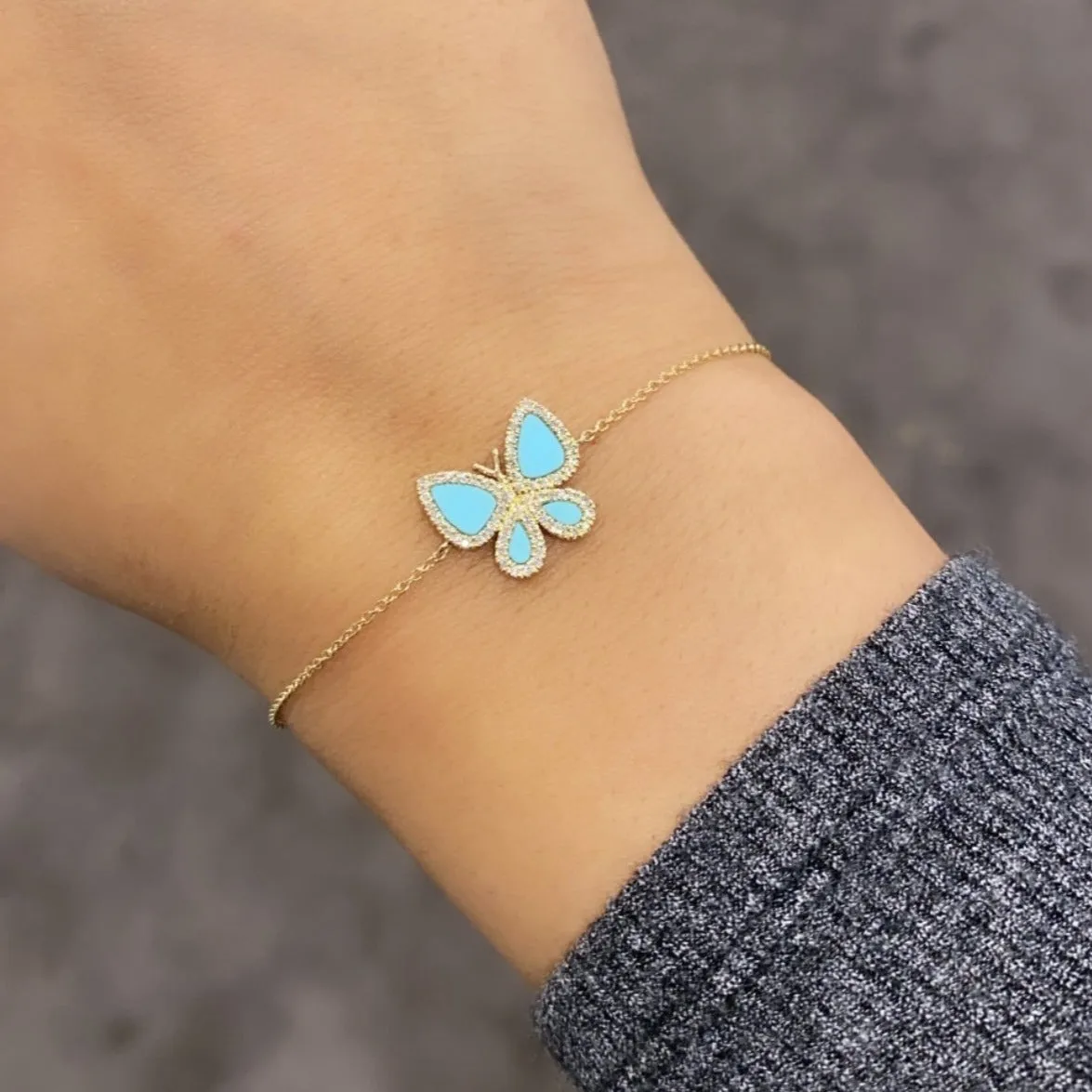 14K GOLD DIAMOND AND TURQUOISE HEIDI BRACELET