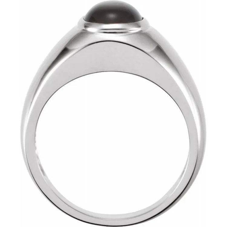 14K White Natural Black Onyx Bezel-Set Ring