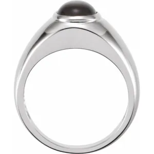 14K White Natural Black Onyx Bezel-Set Ring