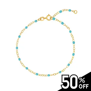 14K Yellow Gold and Light Turquoise Enamel Piatto Bracelet