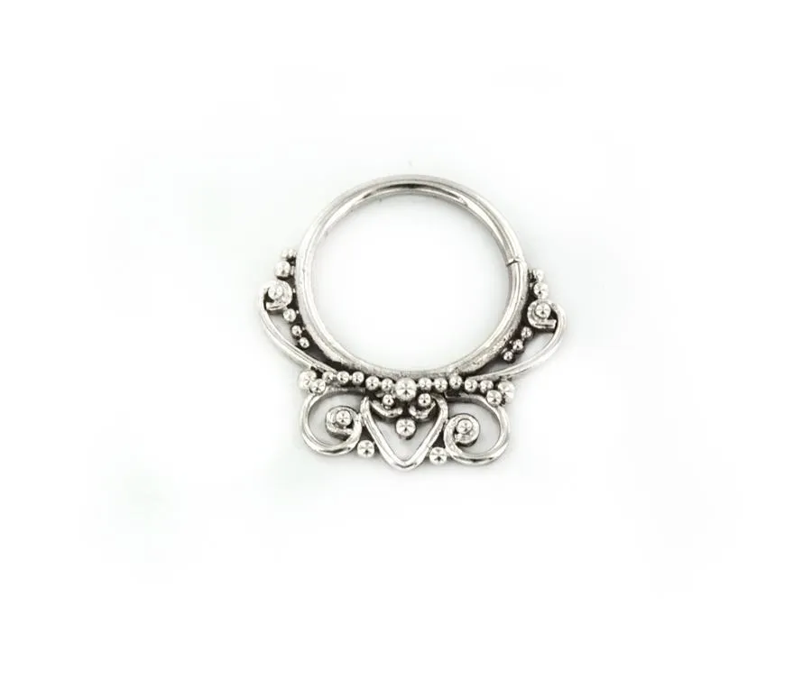 18g Sterling Silver Beaded Filigree Bendable Septum Ring — Price Per 1