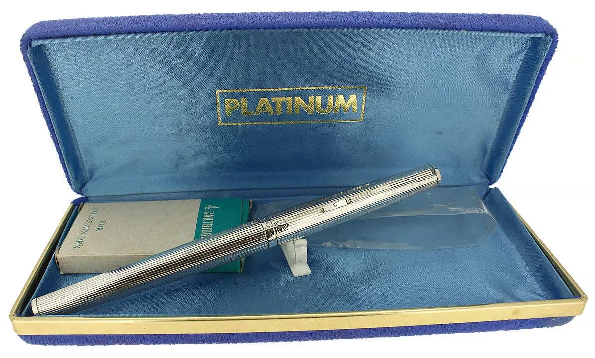 1970S PLATINUM (JAPAN) LINED STERLING 18K NIB FOUNTAIN PEN NEW OLD STOCK