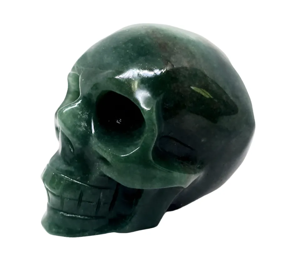 341G Green Strawberry Quartz Crystal Skull