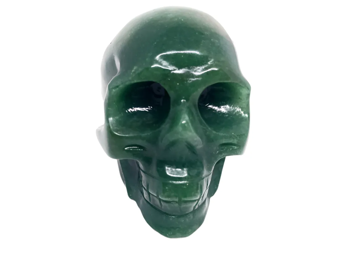 341G Green Strawberry Quartz Crystal Skull