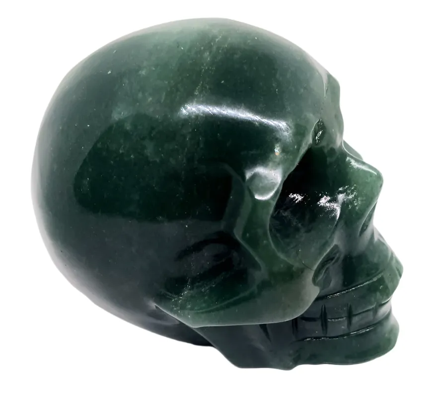 341G Green Strawberry Quartz Crystal Skull