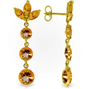 8.7 Carat 14K Solid Yellow Gold Dangling Earrings Natural Citrine