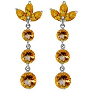 8.7 Carat 14K Solid Yellow Gold Dangling Earrings Natural Citrine