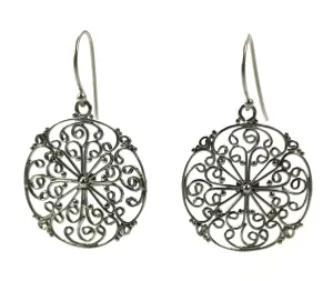 925 Sterling Silver Bali Round Filigree Earrings