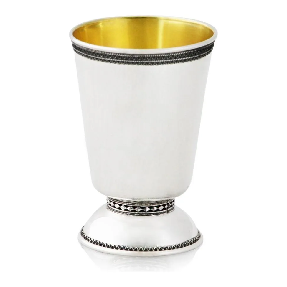 925 Sterling Silver Filigree Kiddush Cup 4.25" Hand Made in Israel by NADAV