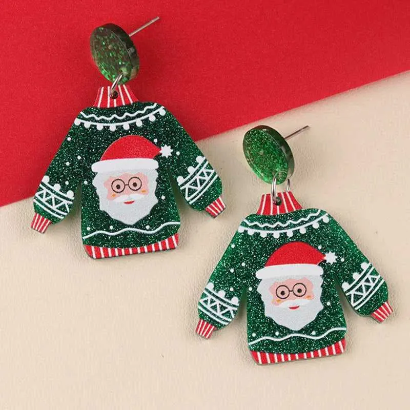 Acrylic Sweater Christmas Earrings