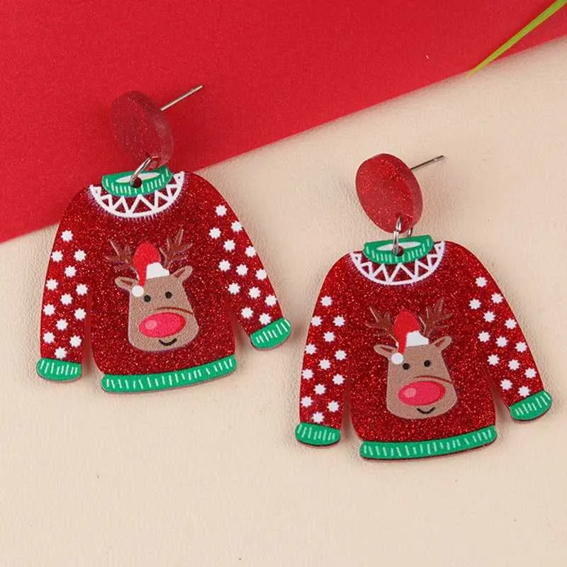 Acrylic Sweater Christmas Earrings