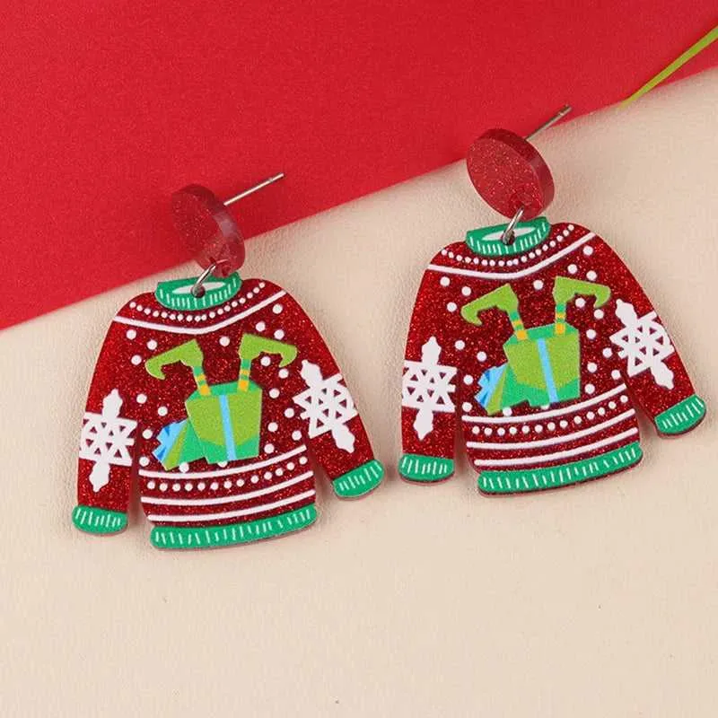 Acrylic Sweater Christmas Earrings