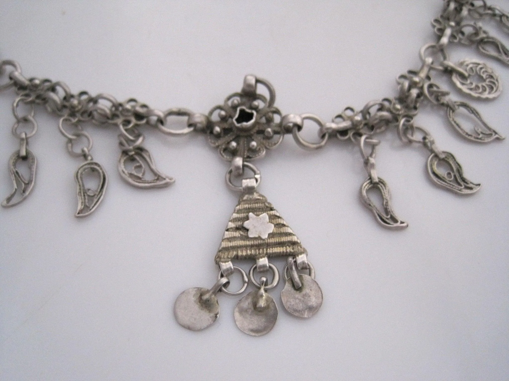 Antique Silver Middle East Ottoman Charm Necklace or headdress