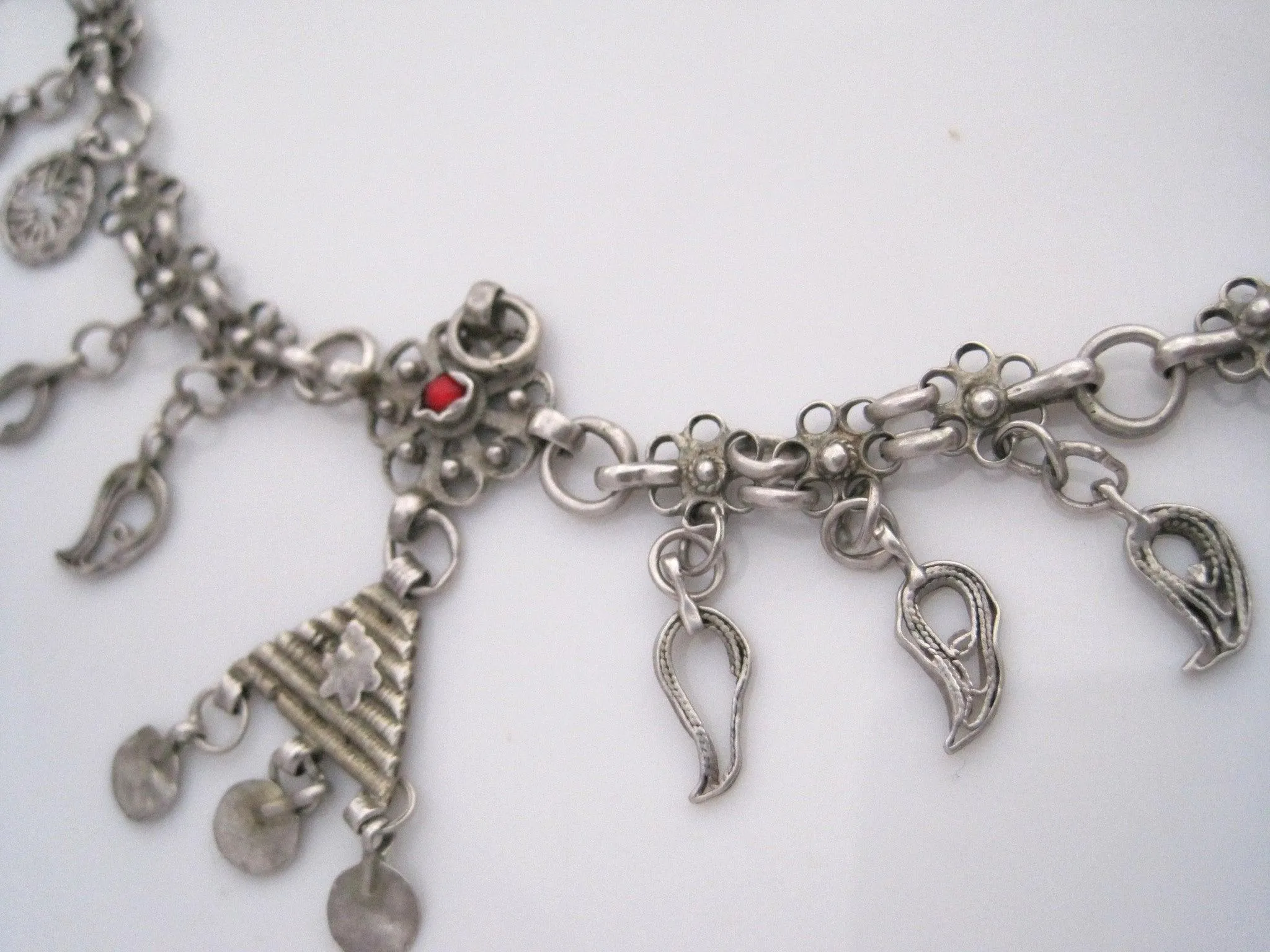 Antique Silver Middle East Ottoman Charm Necklace or headdress