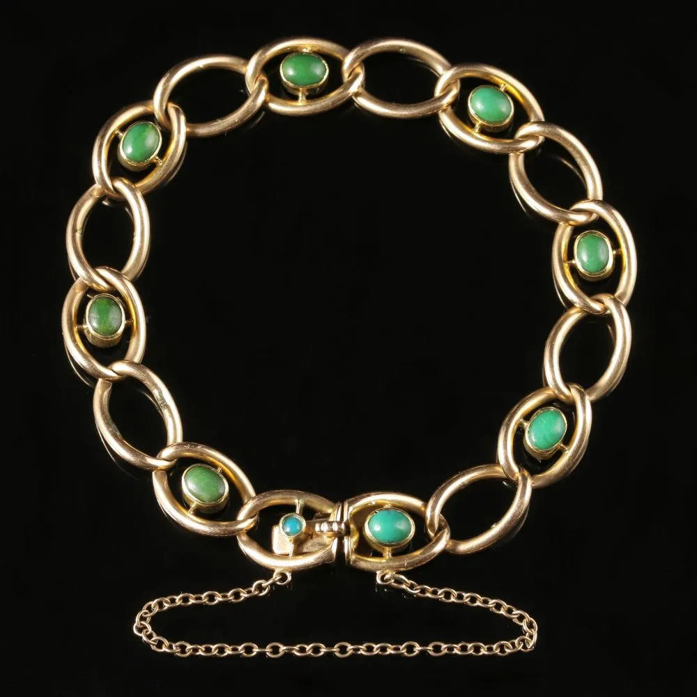 Antique Victorian Turquoise Bracelet 15Ct Solid Gold