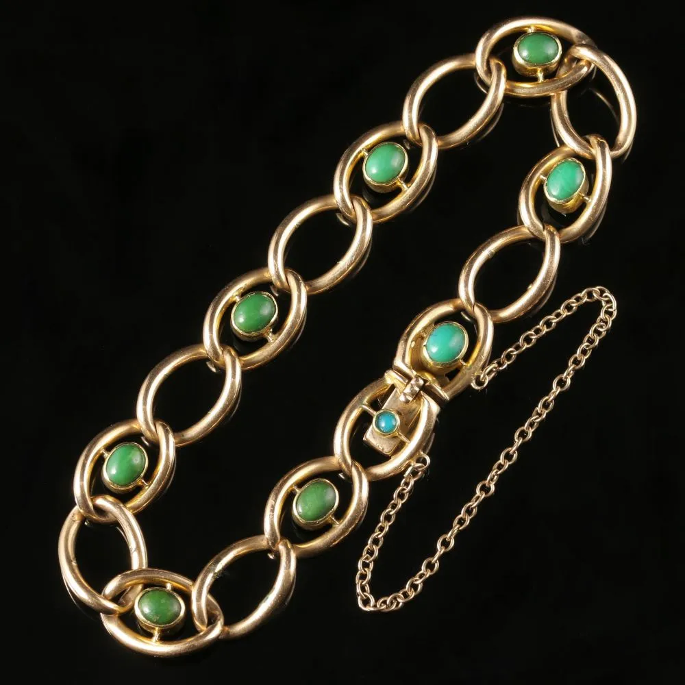 Antique Victorian Turquoise Bracelet 15Ct Solid Gold