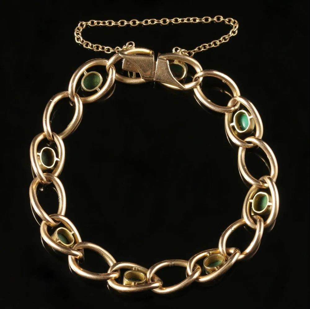 Antique Victorian Turquoise Bracelet 15Ct Solid Gold