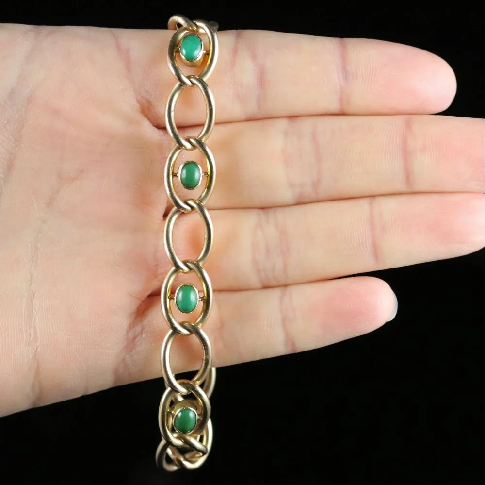 Antique Victorian Turquoise Bracelet 15Ct Solid Gold