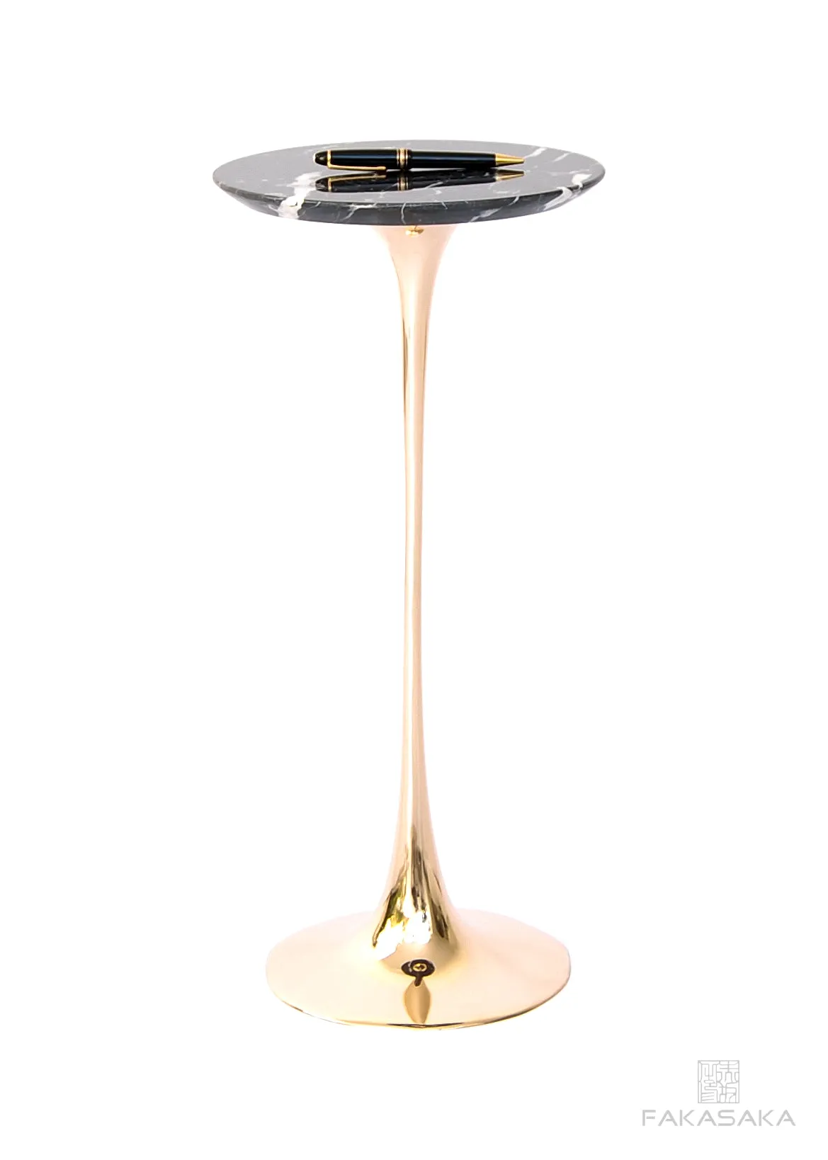 APPLE DRINK TABLE<br><br>NERO MARQUINA MARBLE<br>POLISHED BRONZE