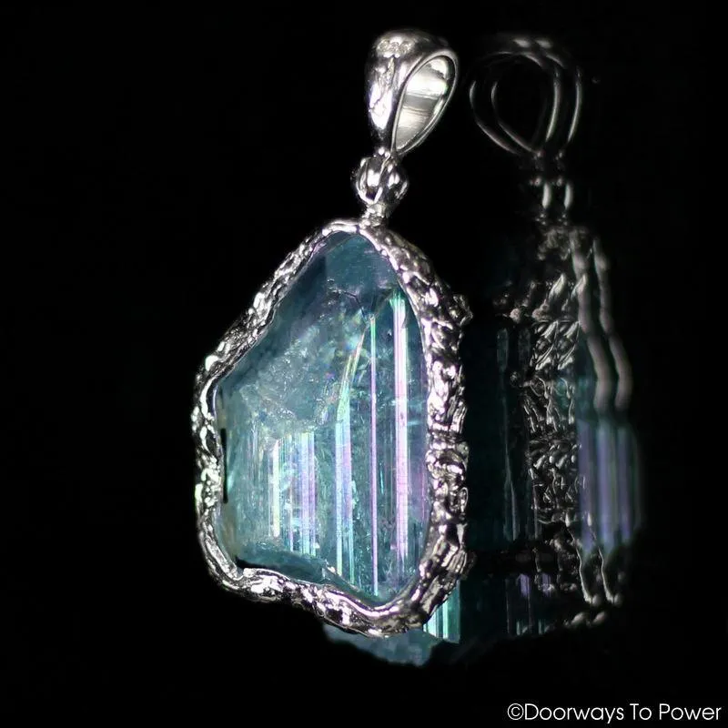 Aqua Aura Danburite Quartz Crystal Pendant .925 SS