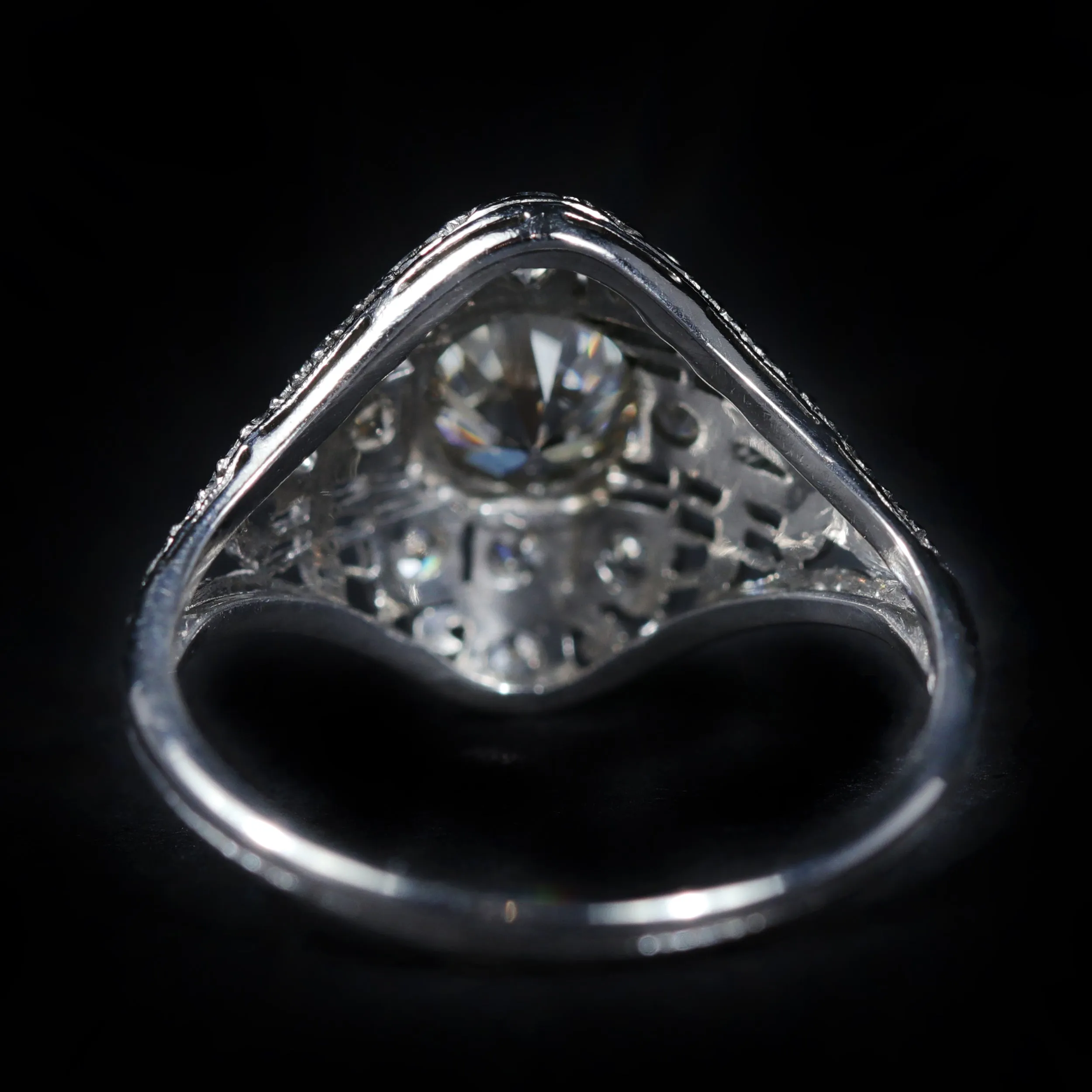 Art Deco Platinum 0.85 Carat Old European Cut Diamond Ring