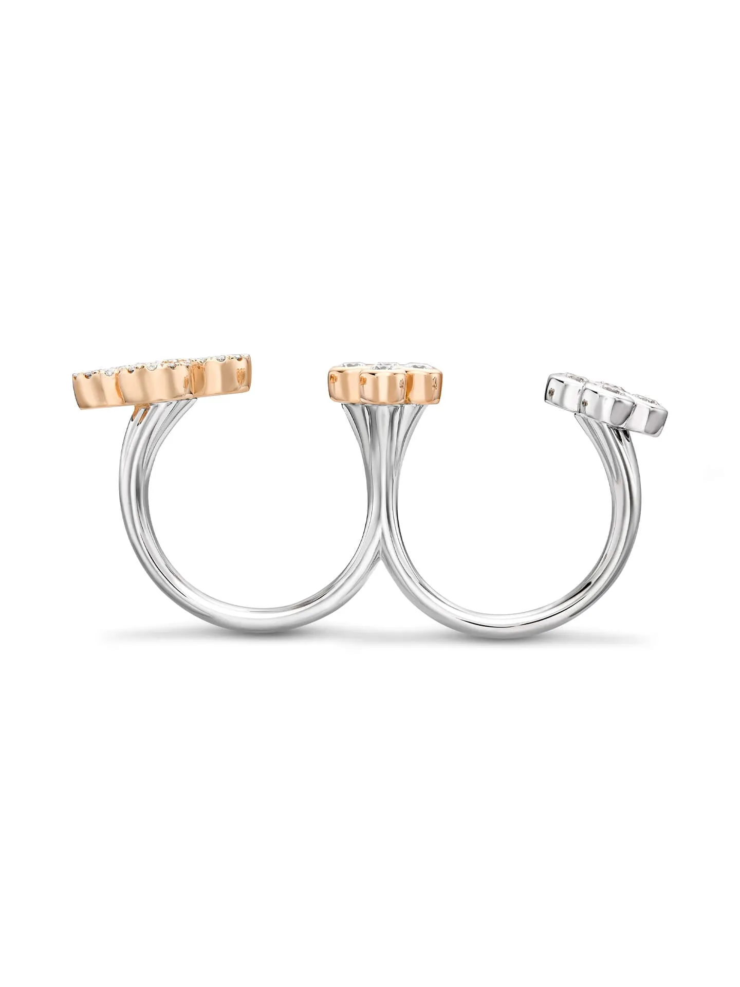 Be Boodles Platinum Rose Gold Diamond Double Ring