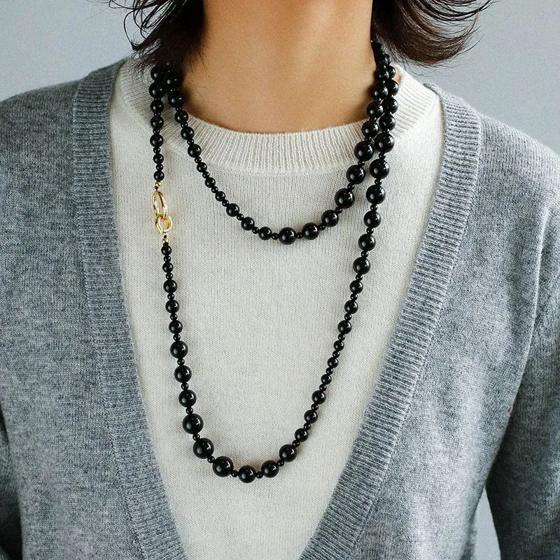 Black Agate Long Necklaces