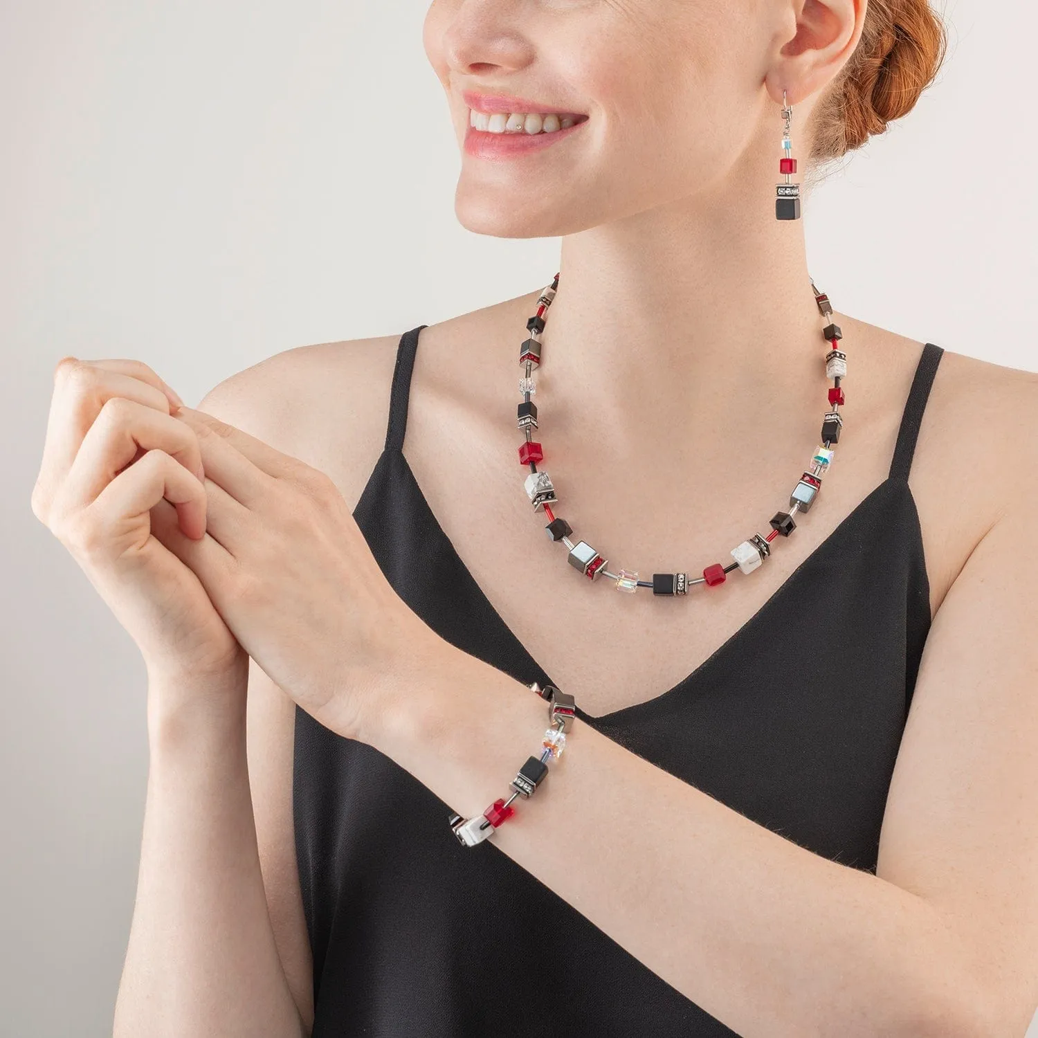 Black and Red GeoCube Necklace