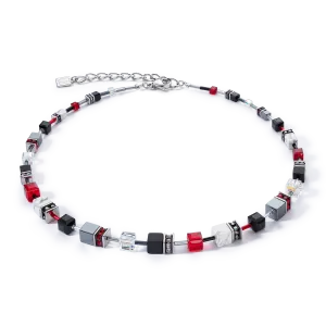 Black and Red GeoCube Necklace