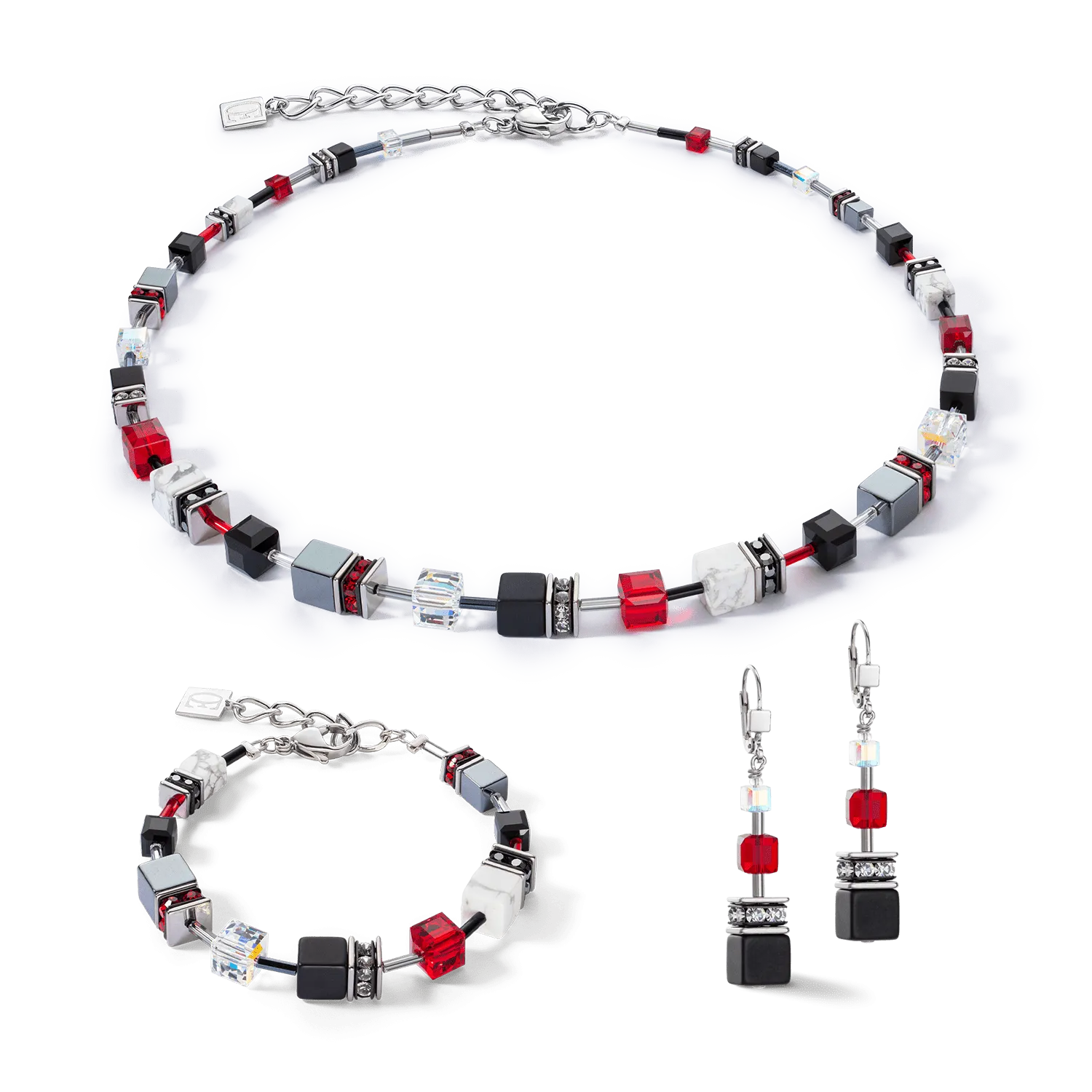 Black and Red GeoCube Necklace