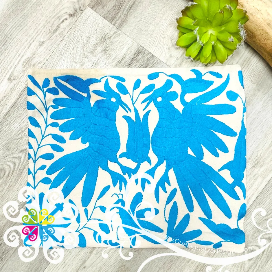 Blue Turquoise Otomi Decorative Pillow Cases - with Zipper