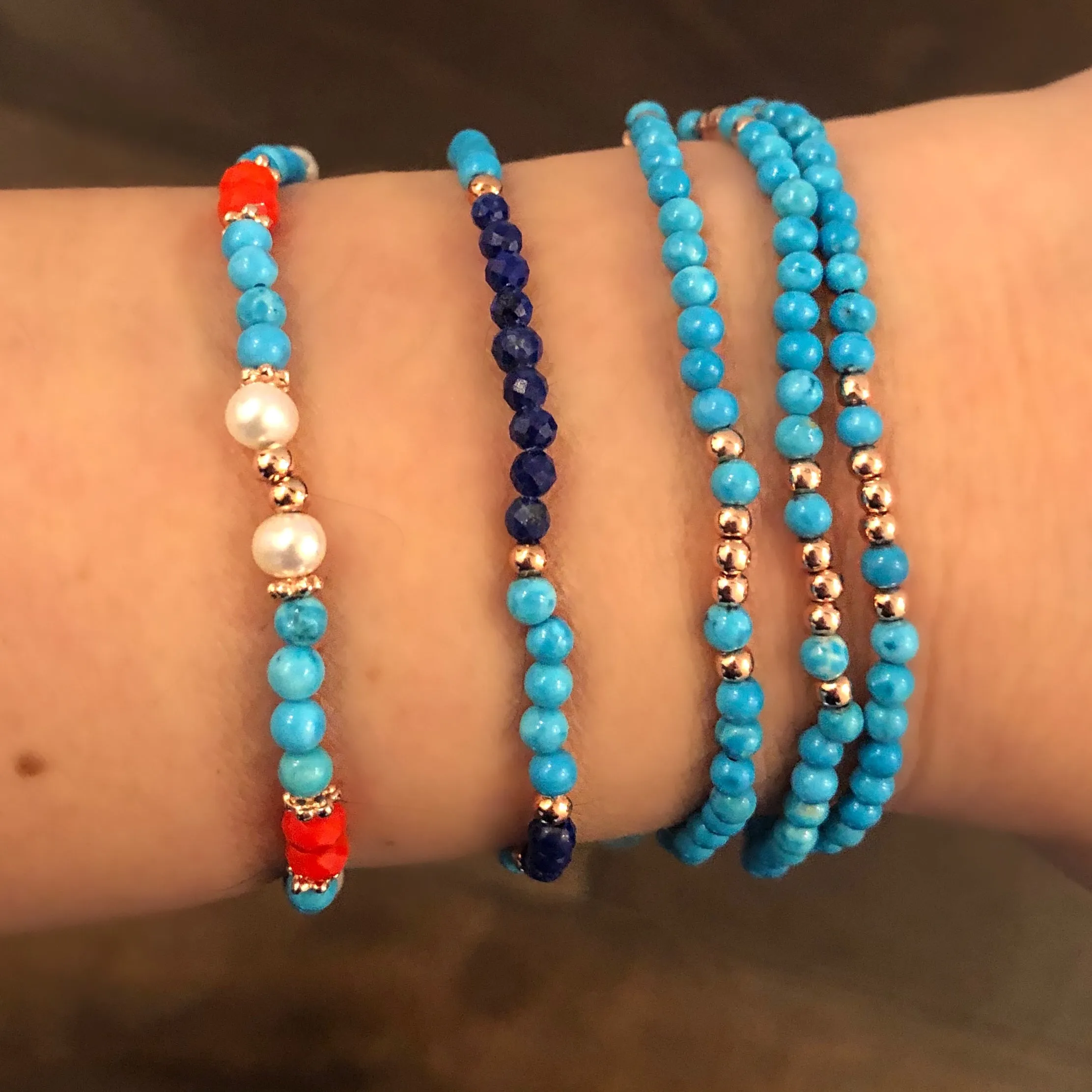 BRACELET WITH TURQUOISE AND NAVY STONES