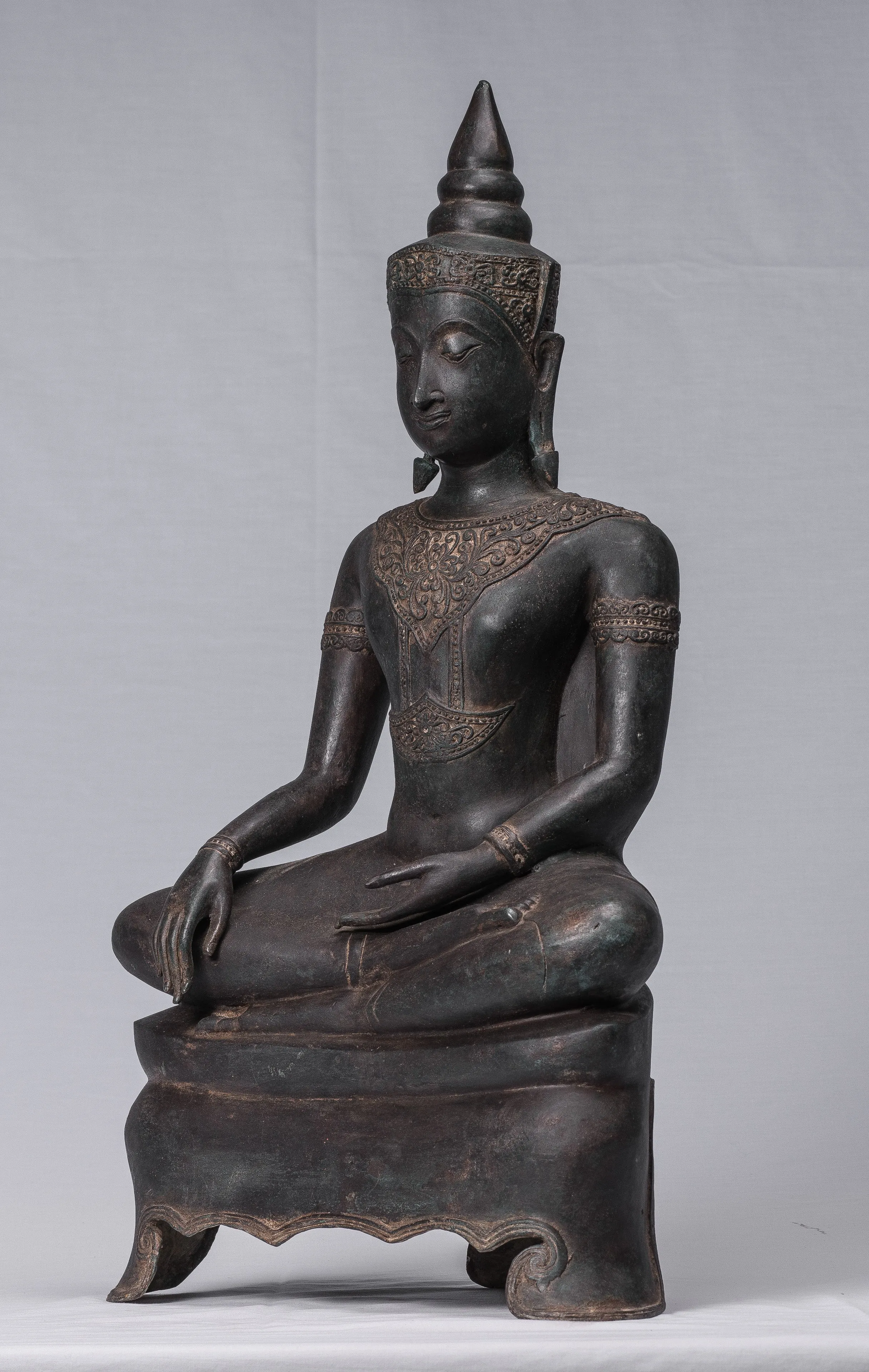 Buddha Statue - Antique Thai Style Ayutthaya Seated Enlightenment Buddha Statue - 66cm/26"