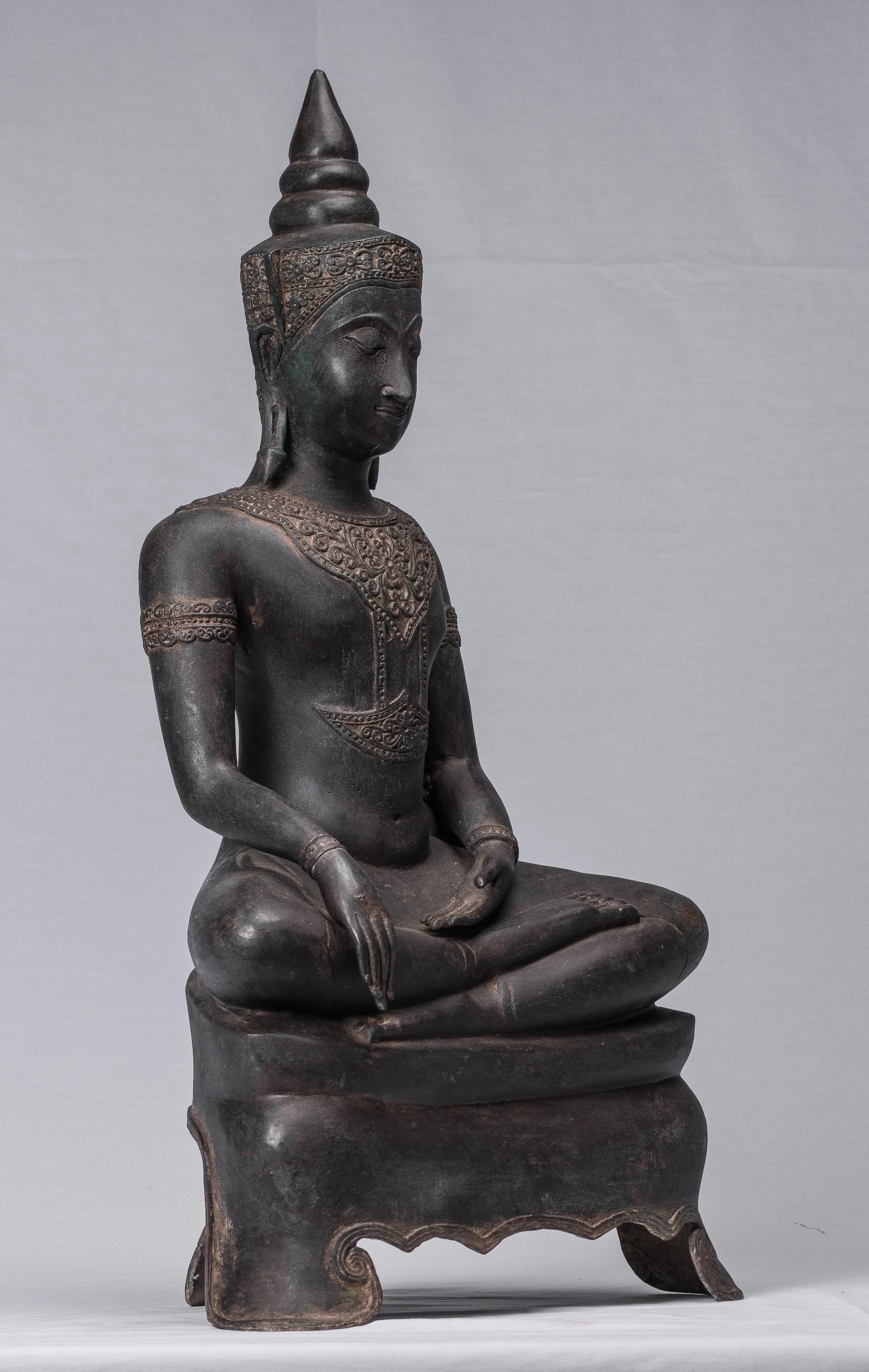 Buddha Statue - Antique Thai Style Ayutthaya Seated Enlightenment Buddha Statue - 66cm/26"