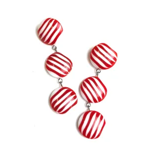 Candy Cane Stripe Tri Dot Earrings