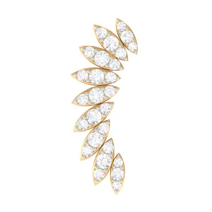 Certified Moissanite Feather Climber Cartilage Earring