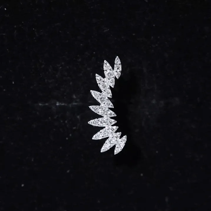 Certified Moissanite Feather Climber Cartilage Earring