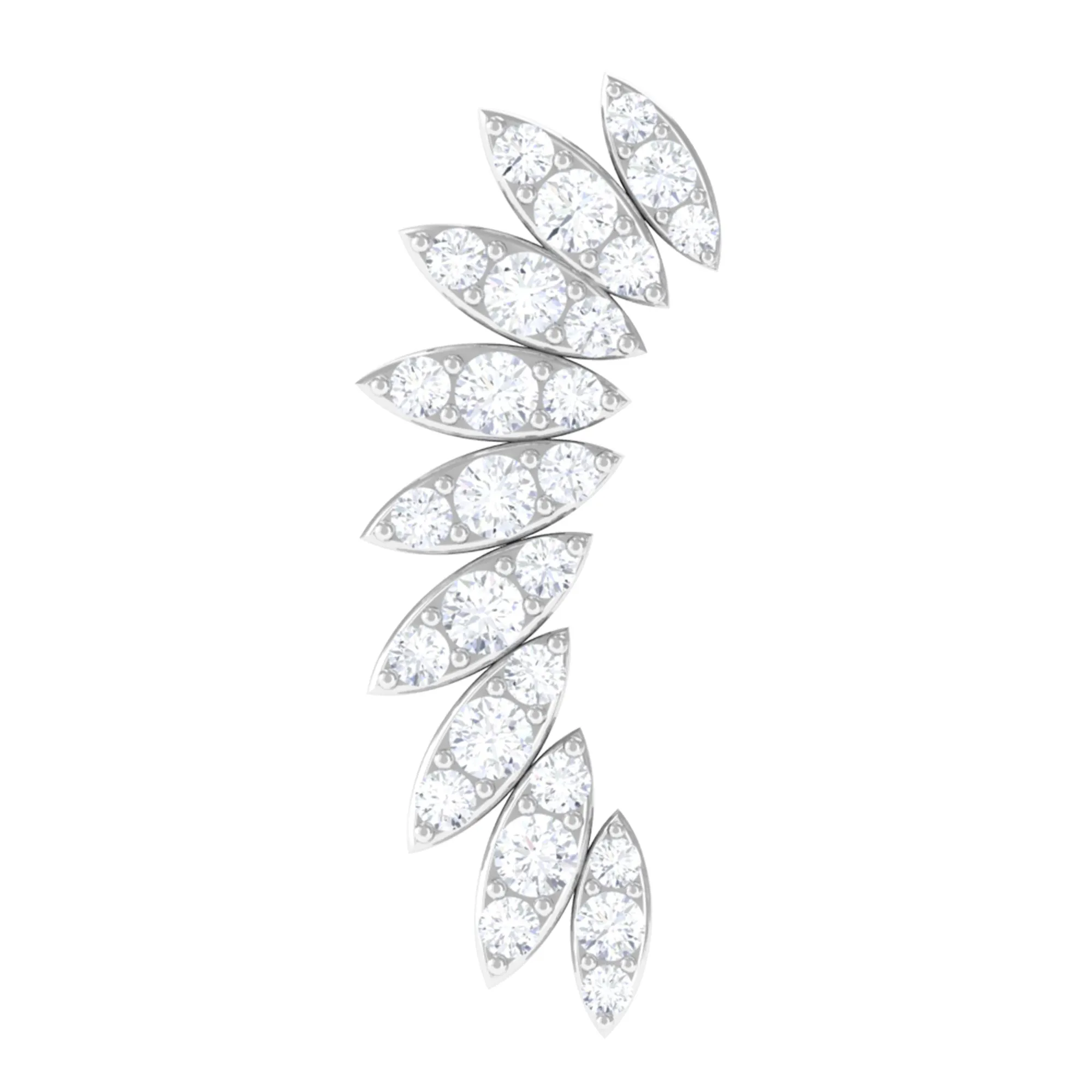 Certified Moissanite Feather Climber Cartilage Earring