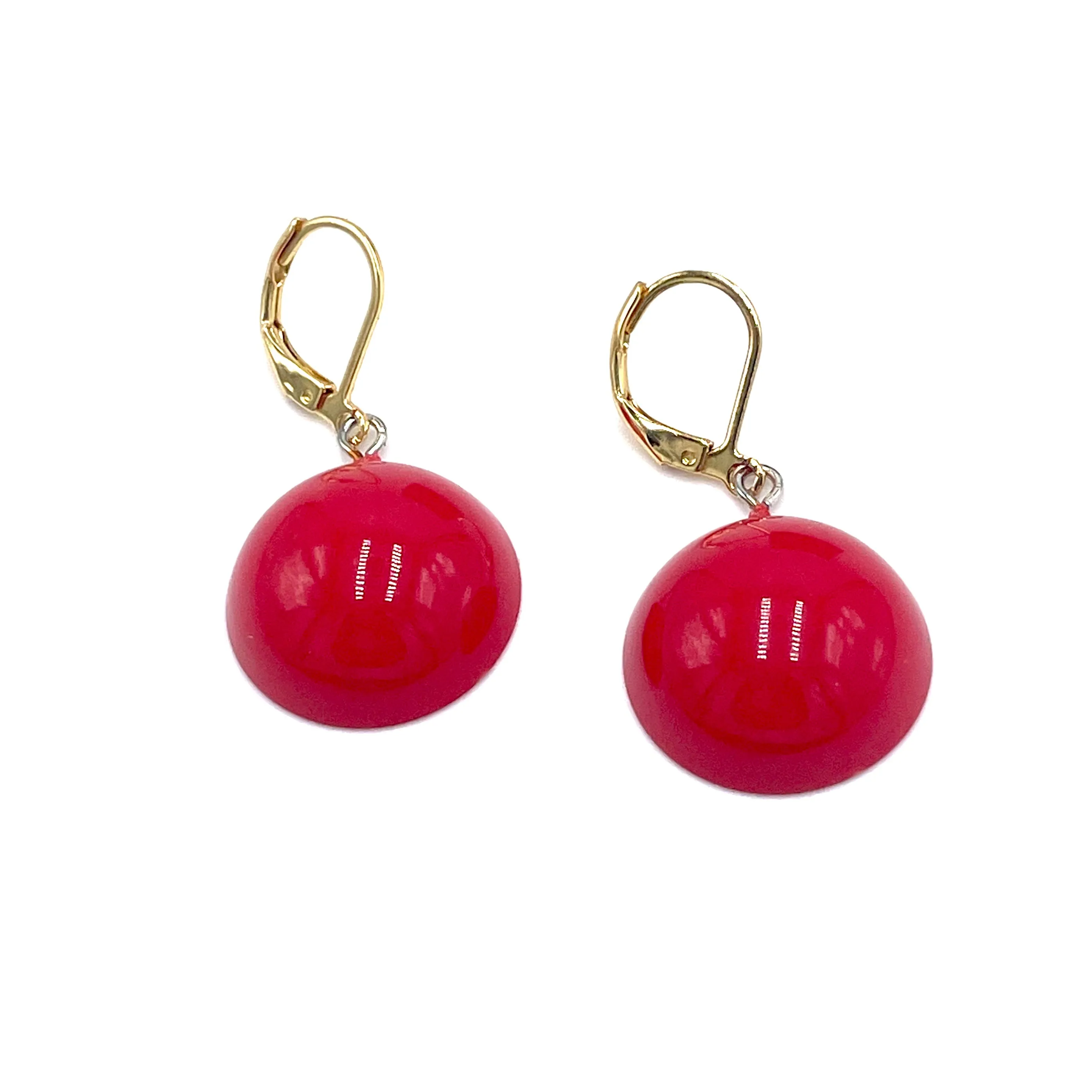 Cherry Red Drop Leverback Earrings *