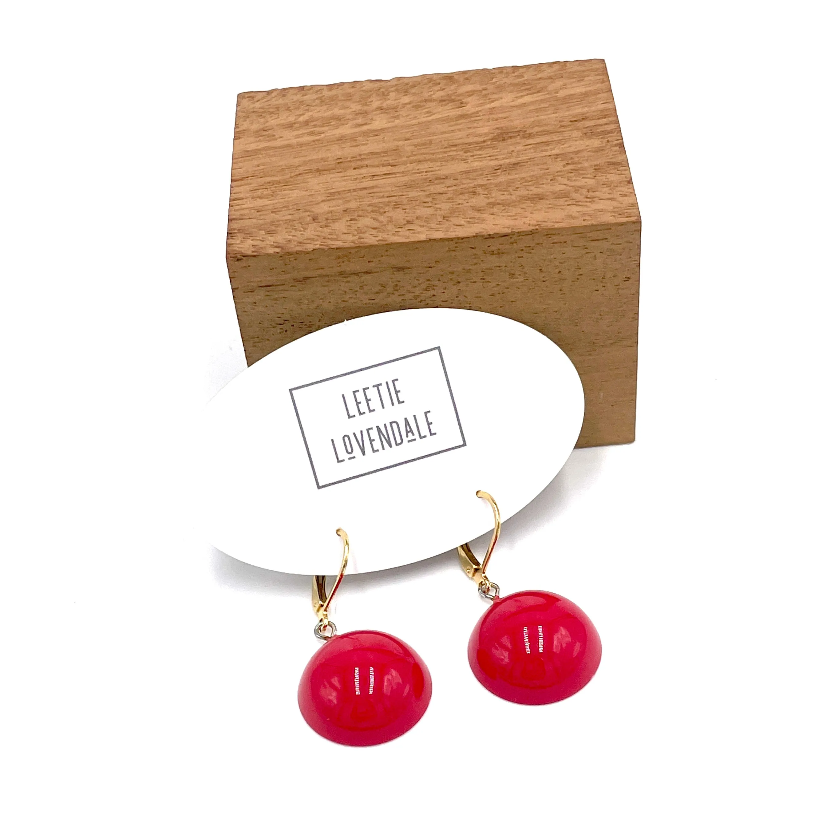 Cherry Red Drop Leverback Earrings *