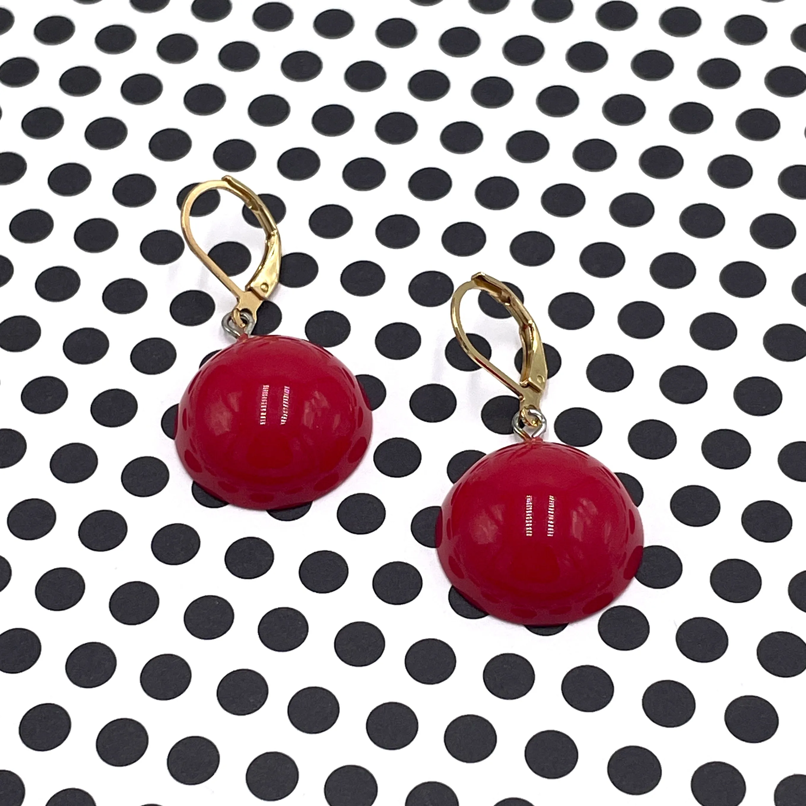 Cherry Red Drop Leverback Earrings *