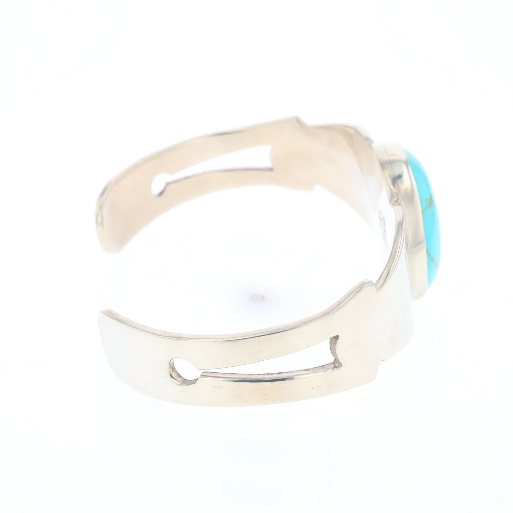 Circular Turquoise Bezel Set Sterling Silver Cuff