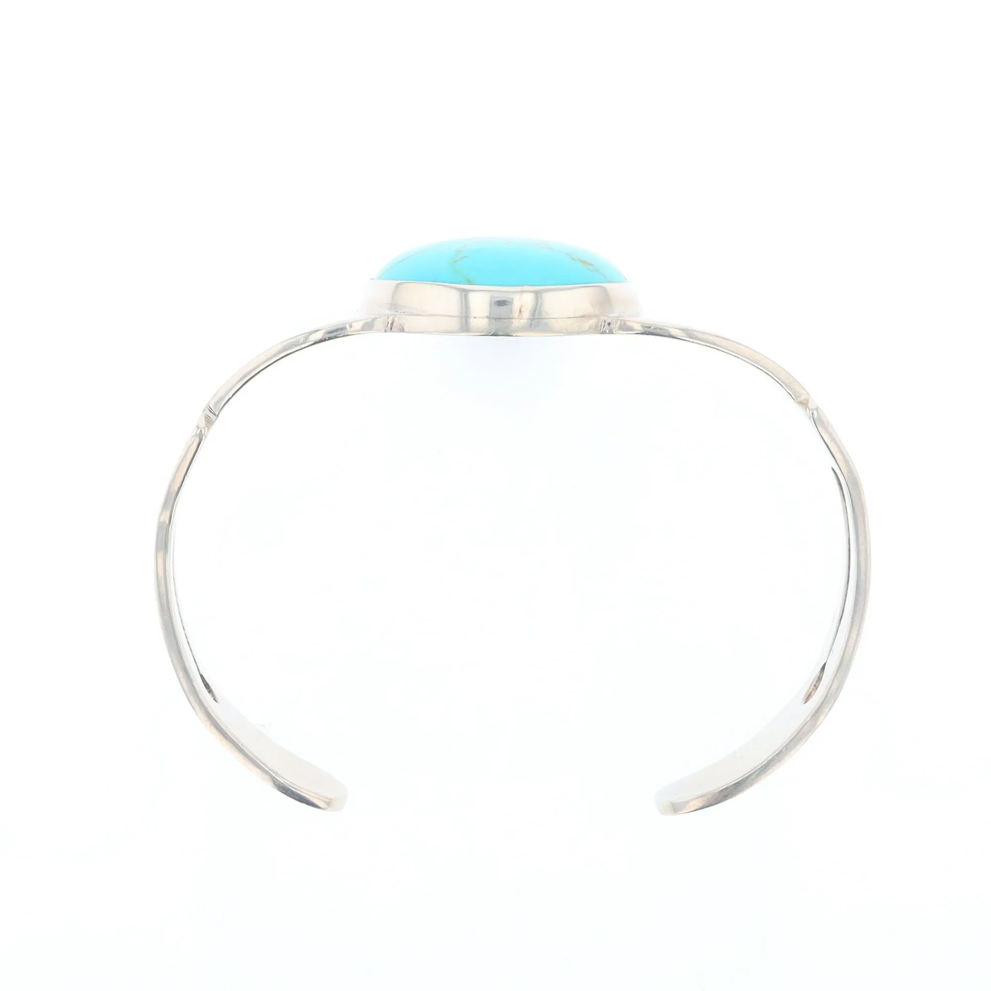 Circular Turquoise Bezel Set Sterling Silver Cuff