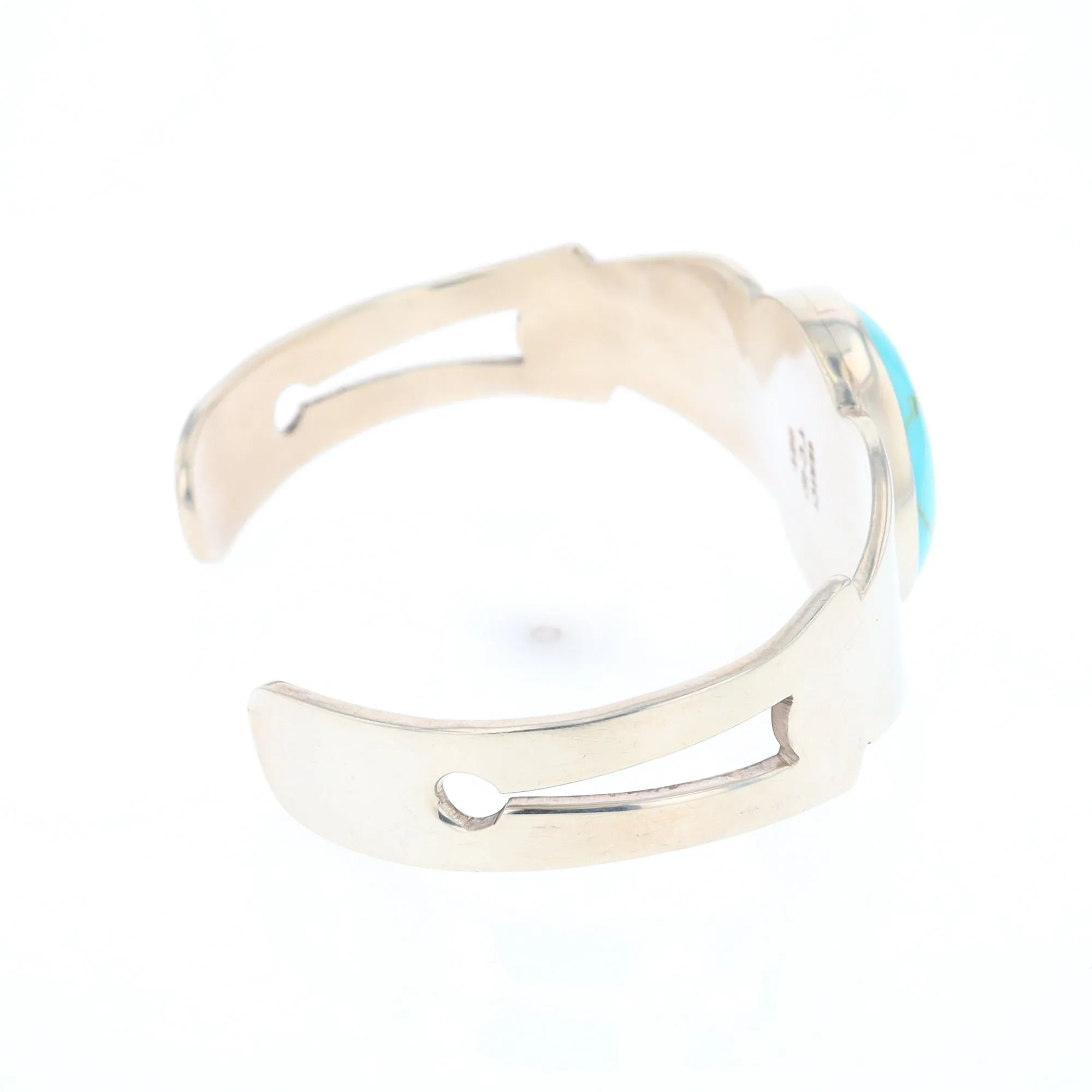 Circular Turquoise Bezel Set Sterling Silver Cuff