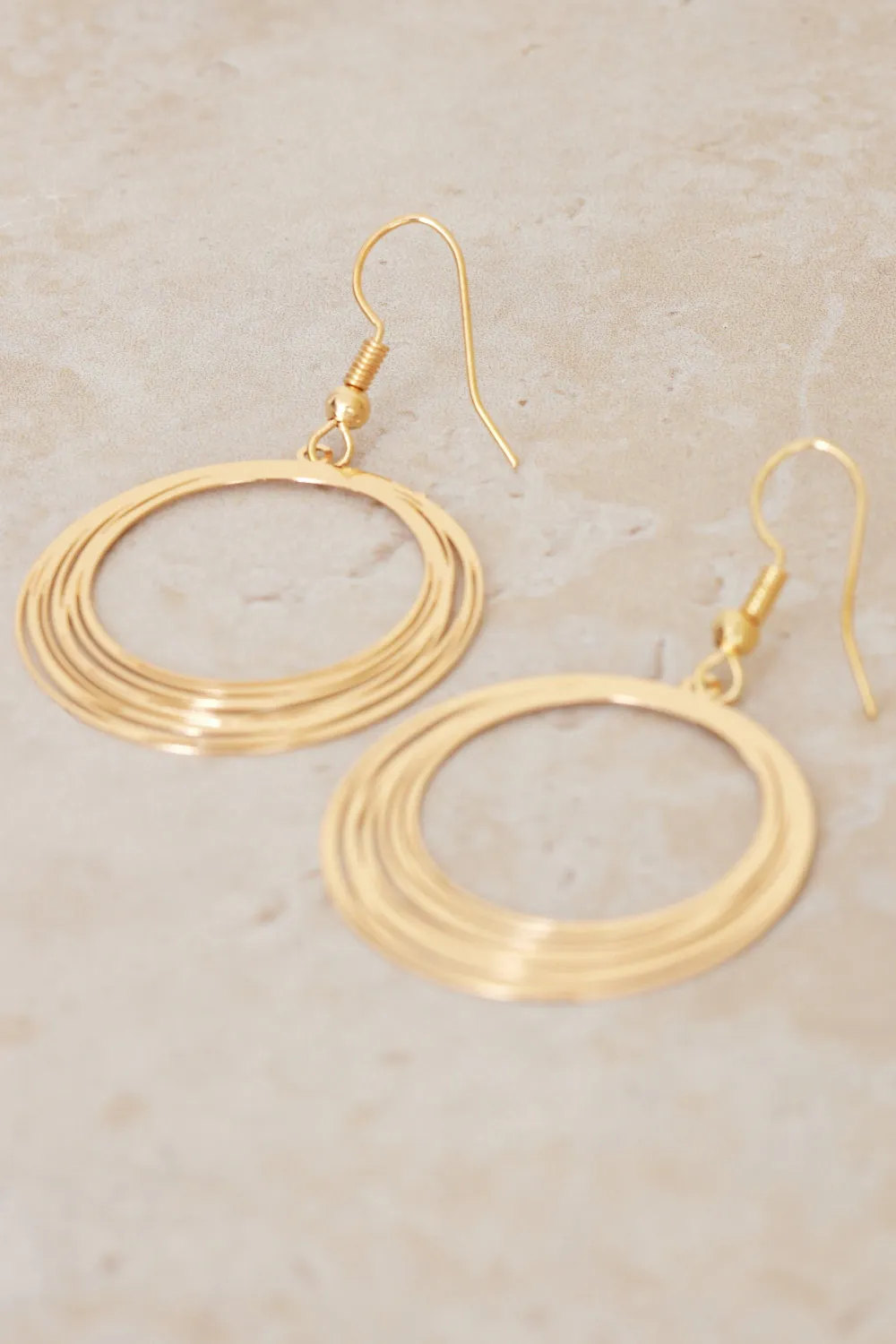 Cirque Circle Drop Earrings - Gold