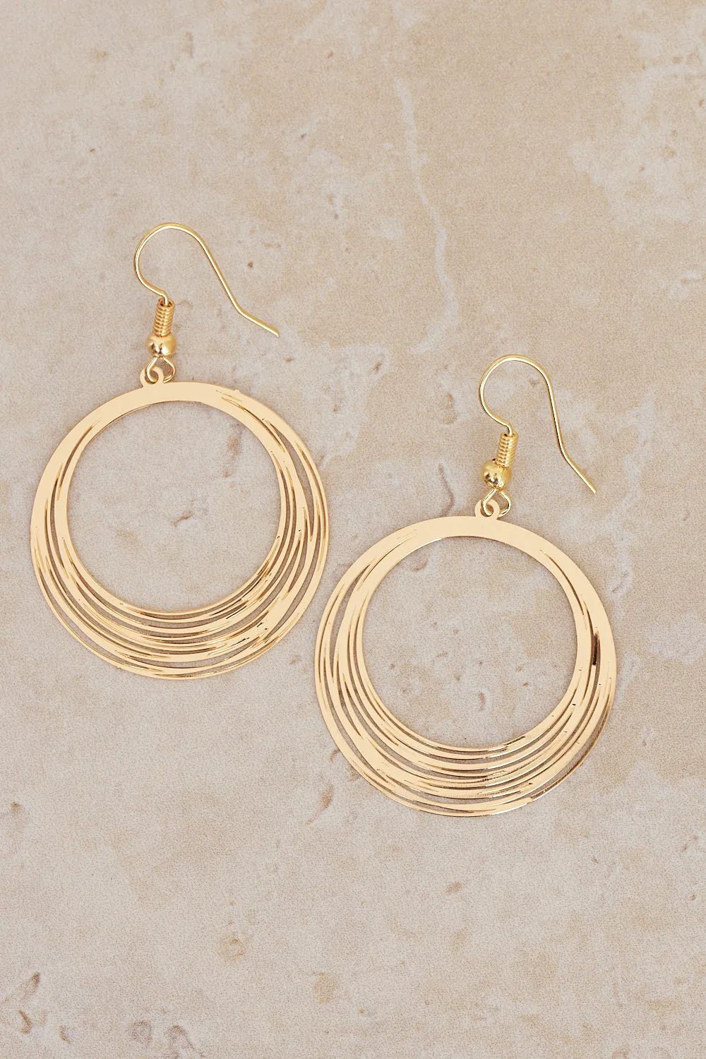 Cirque Circle Drop Earrings - Gold