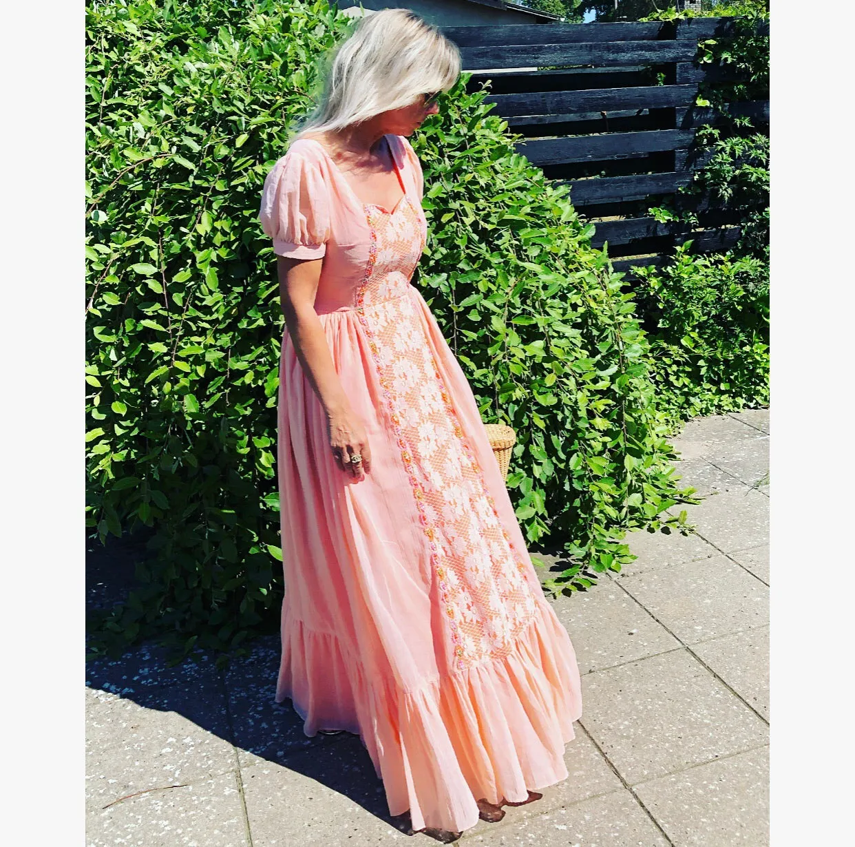 Coral Boho 70s Maxi Dress