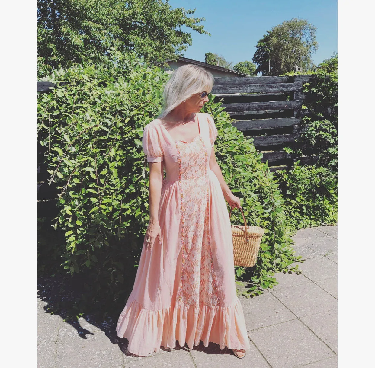 Coral Boho 70s Maxi Dress